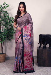 Tussar Pure Silk Kantha Saree With Blouse Piece - Adi Akshoy & Co.