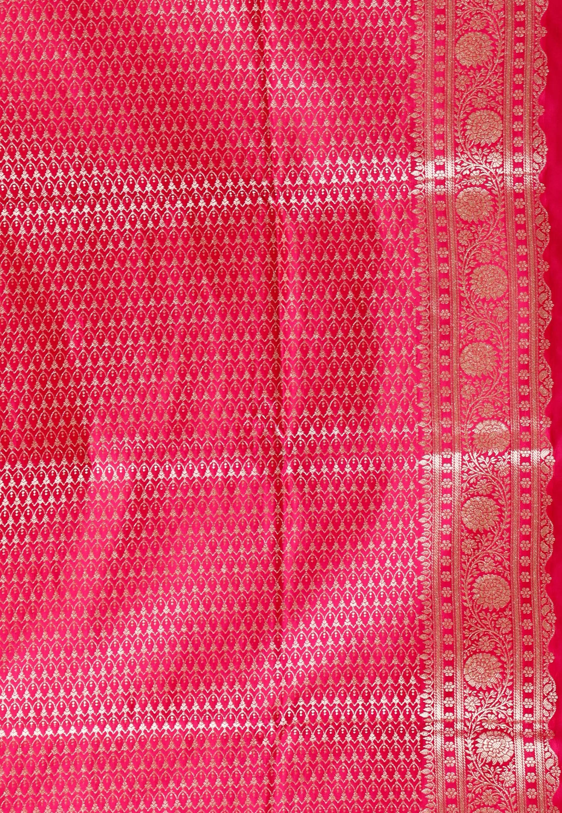 Royal Blue with Rani Border Wedding Benarasi Silk Saree With Blouse Piece - Adi Akshoy & Co.