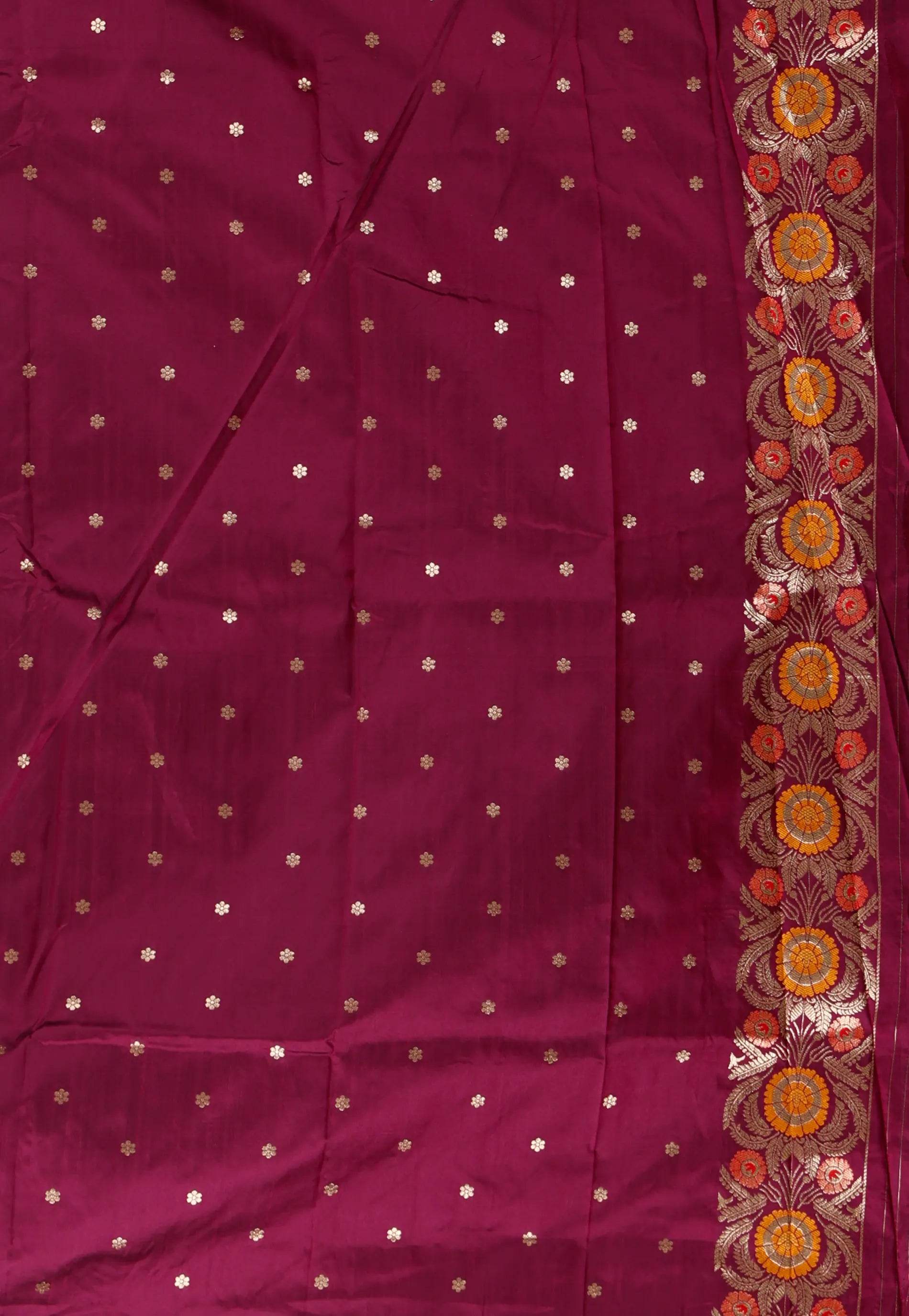 Magenta Minakari Kanjivaram Silk Saree With Blouse Piece - Adi Akshoy & Co.