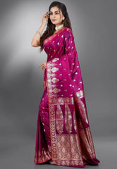 Magenta Wedding Banarasi Silk Saree with Blouse Piece - Adi Akshoy & Co.
