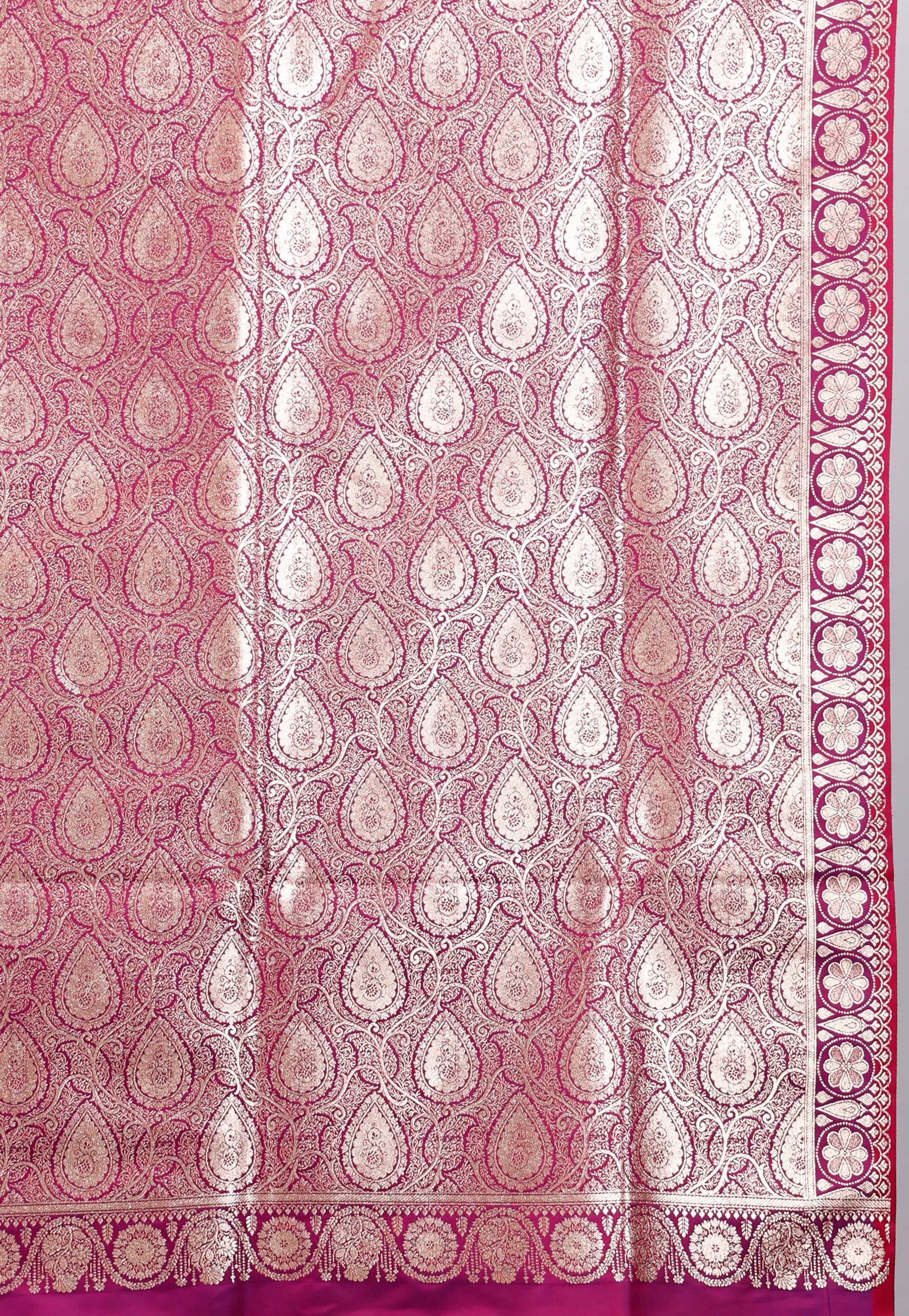 Magenta Wedding Banarasi Silk Saree with Blouse Piece - Adi Akshoy & Co.