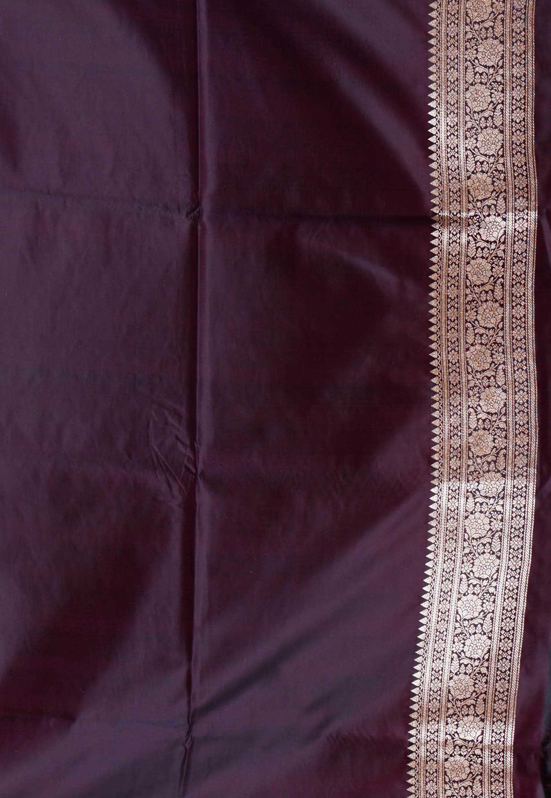 Dark Purple Wedding Banarasi Silk Saree with Blouse Piece - Adi Akshoy & Co.