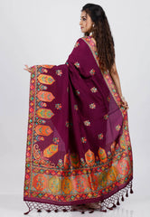 Magenta Kani Silk Saree With Blouse Piece - Adi Akshoy & Co.