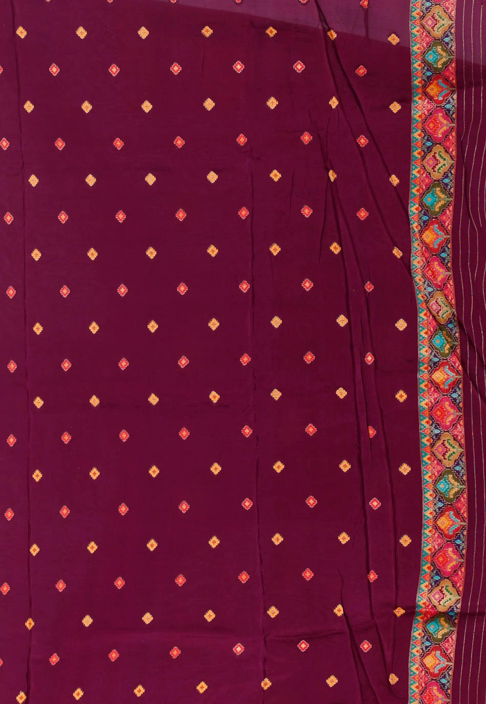 Magenta Kani Silk Saree With Blouse Piece - Adi Akshoy & Co.