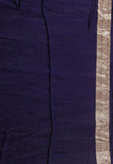 Deep Blue Mashru Silk Saree With Blouse Piece - Adi Akshoy & Co.