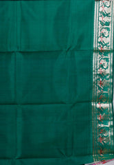 Bottle Green Baluchari Pure Silk Saree with Blouse Piece - Adi Akshoy & Co.