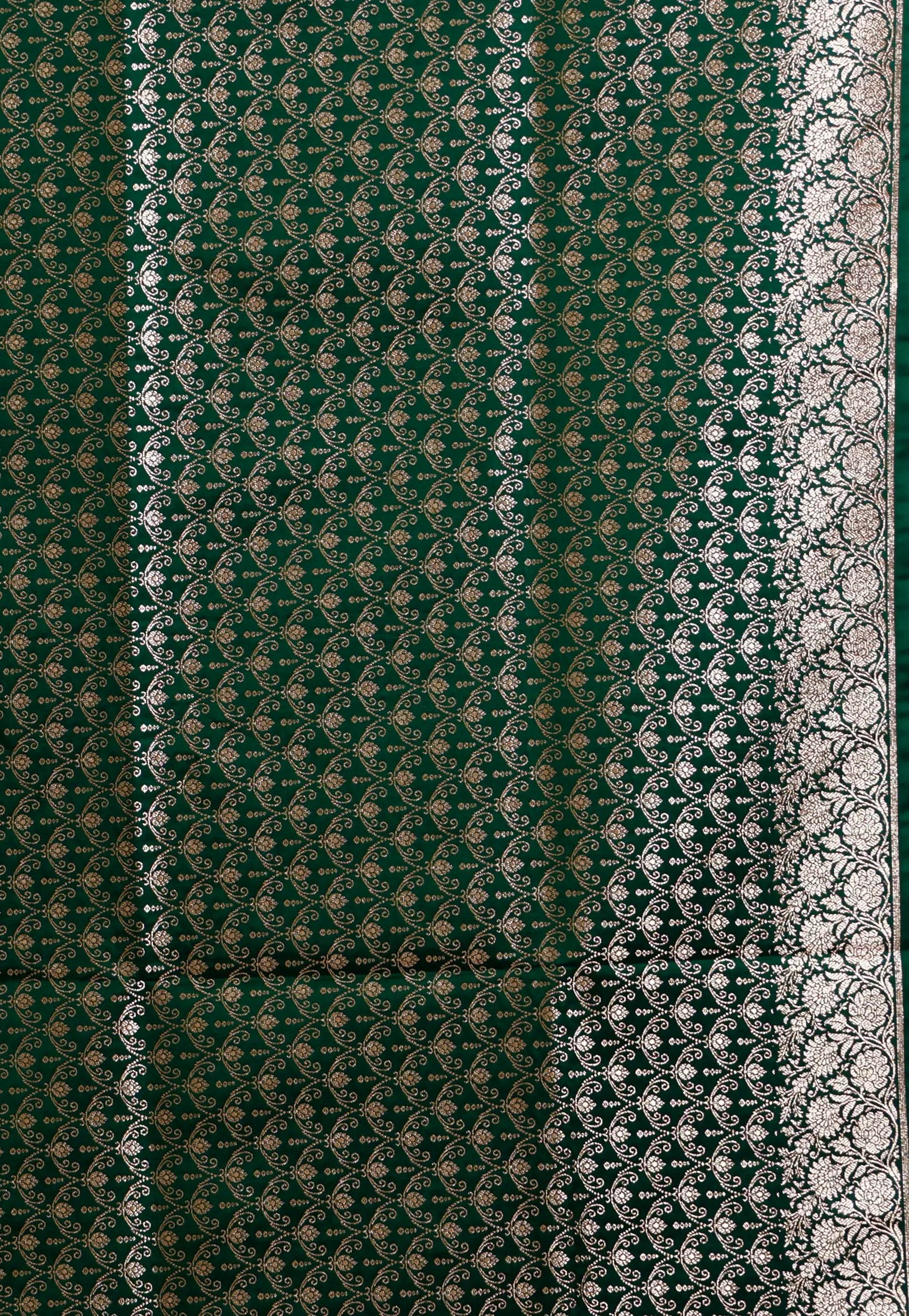 Bottle Green Wedding Banarasi Silk Saree with Blouse Piece - Adi Akshoy & Co.