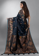 Dual Shades of Bottle Green Mashru Silk Saree with Blouse Piece - Adi Akshoy & Co.