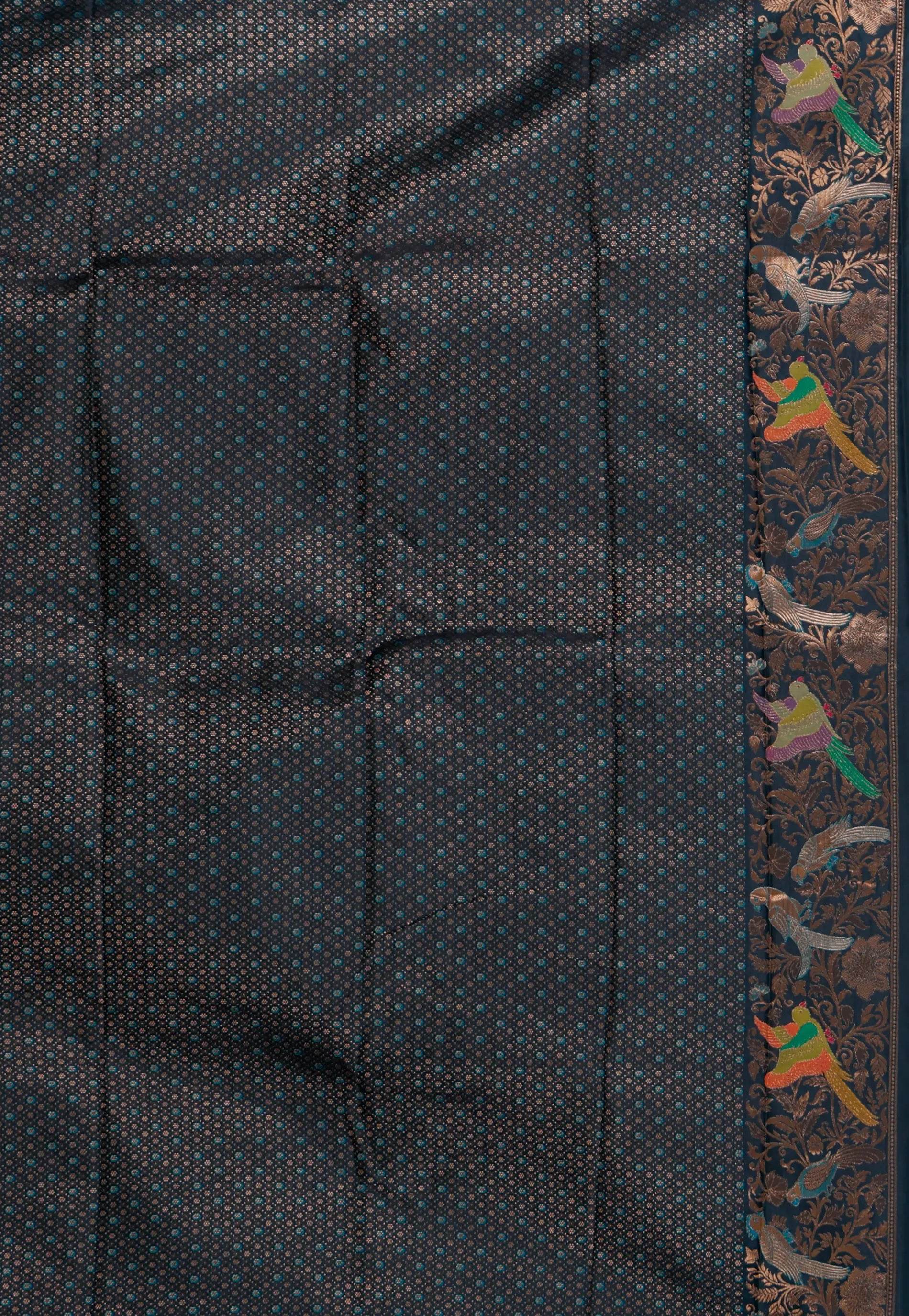 Dual Shades of Bottle Green Mashru Silk Saree with Blouse Piece - Adi Akshoy & Co.