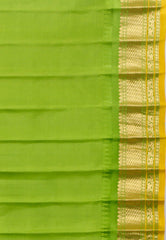 Navy Blue with Green Border Gadwal Pure Silk Saree With Blouse Piece - Adi Akshoy & Co.