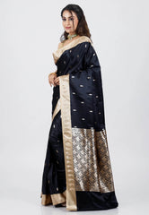 Deep Blue Wedding Banarasi Silk Saree with Blouse Piece - Adi Akshoy & Co.
