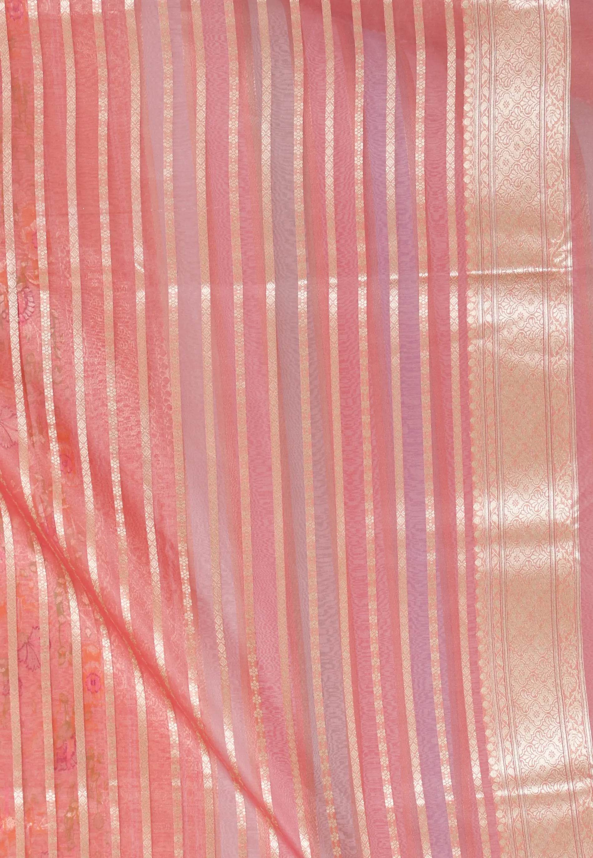 Multi colour Kora Silk Saree With Blouse Piece - Adi Akshoy & Co.