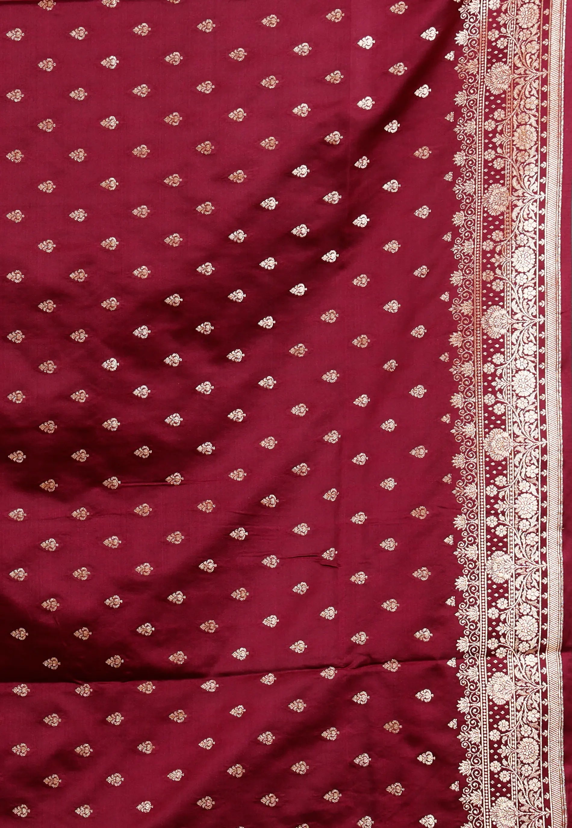 Maroon Wedding Banarasi Silk Saree with Blouse Piece
