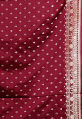 Maroon Wedding Banarasi Silk Saree with Blouse Piece