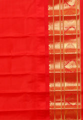 Off White with Red Border Gadwal Pure Silk Saree With Blouse Piece