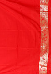 Tussar Colour Silk with Red Border Tussar with Blouse Piece