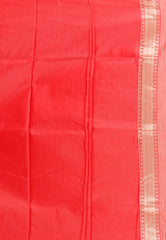 Beige with Red Border Kanjivaram Silk Saree With Blouse Piece