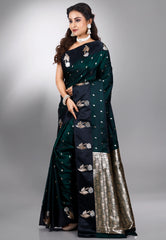 Bottle Wedding Banarasi Silk Saree with Blouse Piece