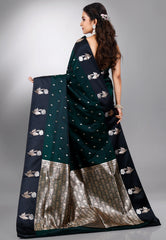 Bottle Wedding Banarasi Silk Saree with Blouse Piece