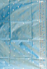 Cross Sky Blue Baluchari Silk Saree with Blouse Piece