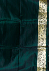Bottle Green Wedding Banarasi Silk Saree with Blouse Piece