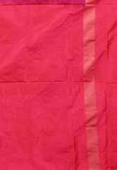 Purple with Rani Pink Border Handloom Ikkat Saree With Blouse Piece - Adi Akshoy & Co.