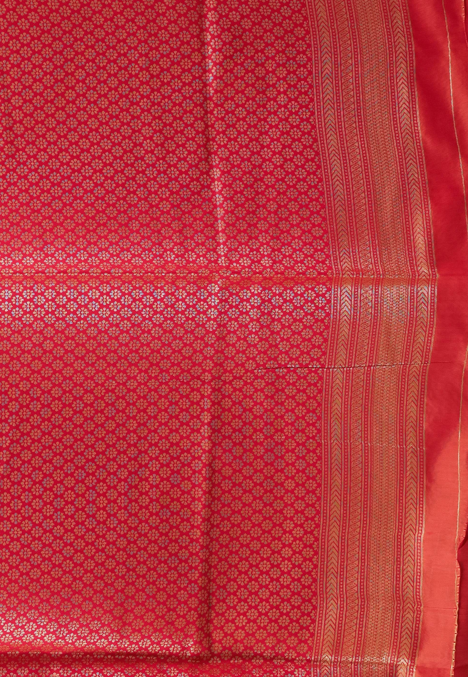 Golden with Rani Pink Border Tissue Silk Saree with Blouse Piece - Adi Akshoy & Co.