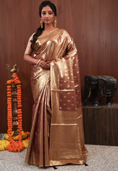 Golden Tissue Silk Saree with Blouse Piece - Adi Akshoy & Co.