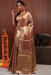 Golden Tissue Silk Saree with Blouse Piece - Adi Akshoy & Co.