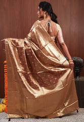 Golden Tissue Silk Saree with Blouse Piece - Adi Akshoy & Co.