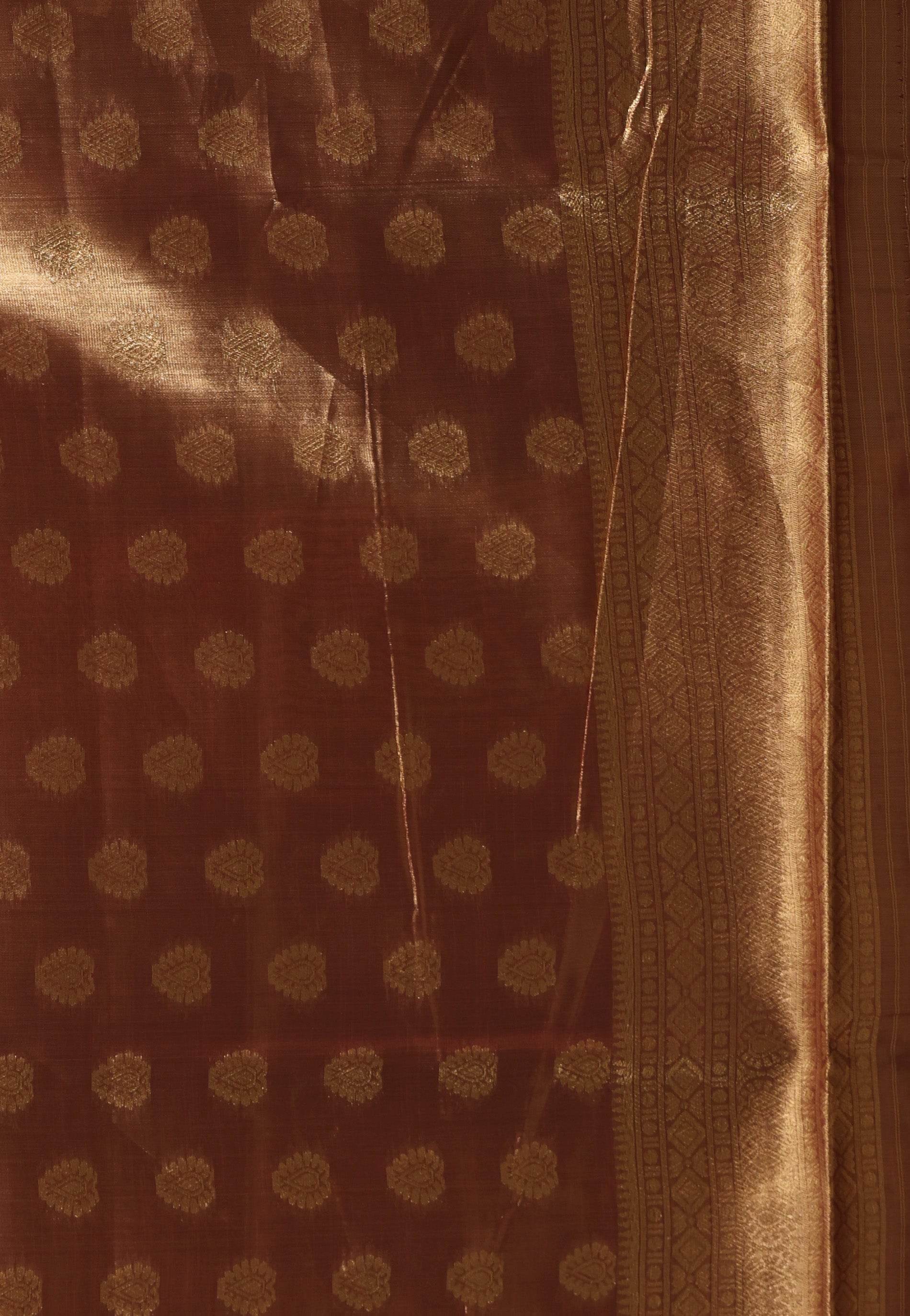 Golden Tissue Silk Saree with Blouse Piece - Adi Akshoy & Co.