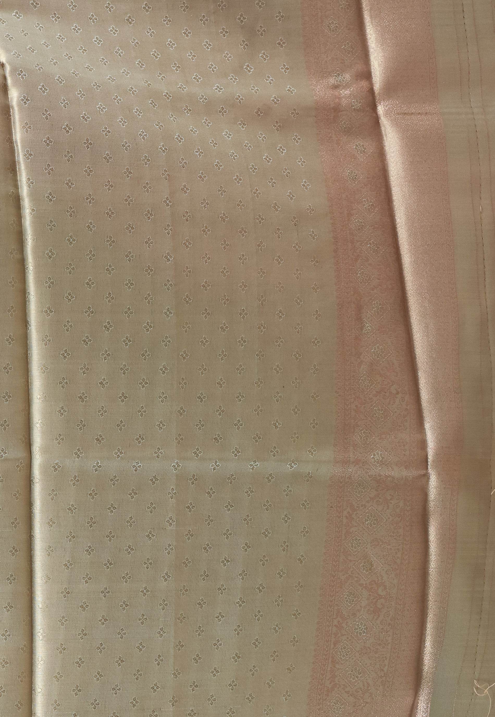 Beige Tissue Silk Saree with Blouse Piece - Adi Akshoy & Co.
