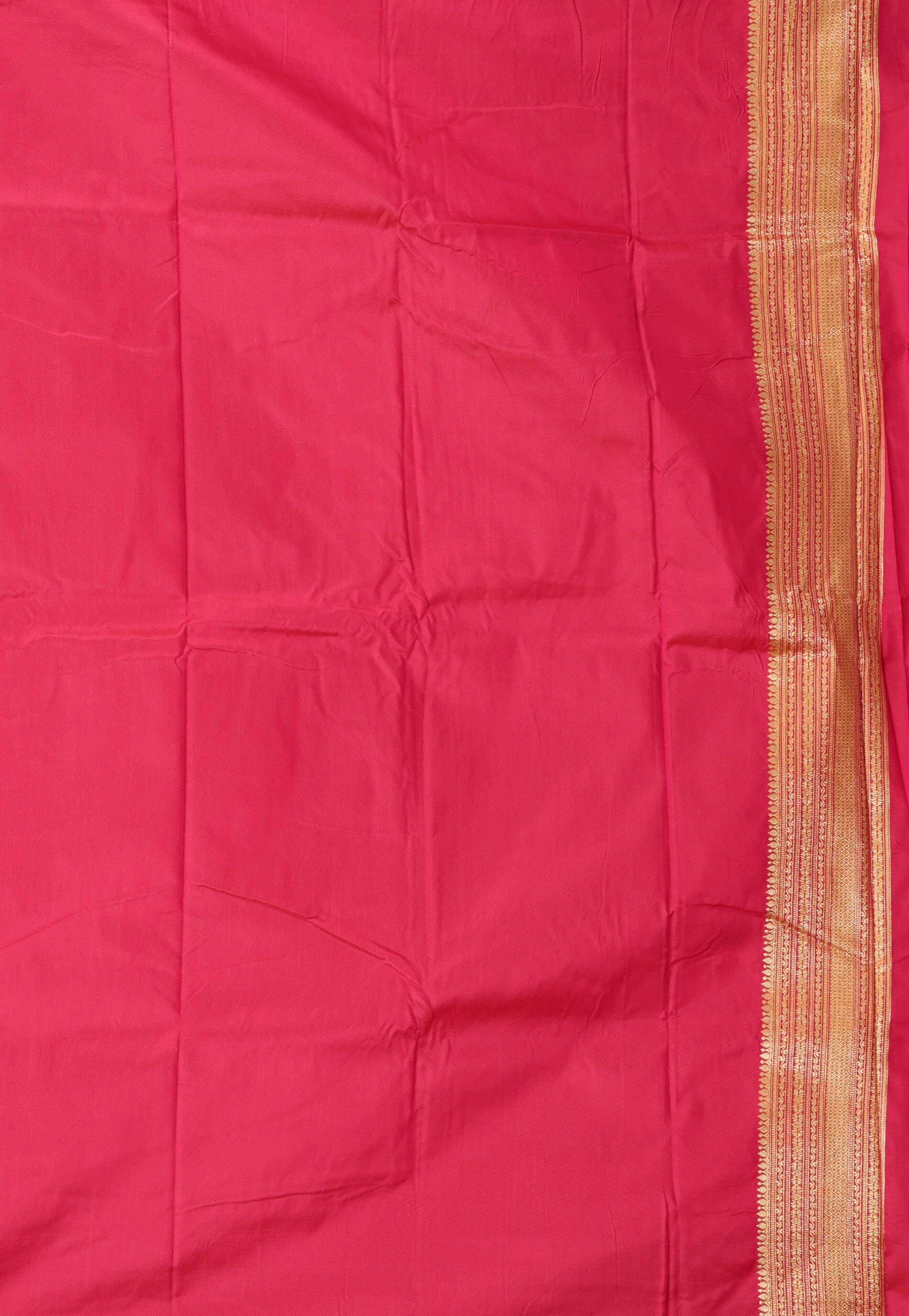 Yellow with Rani Pink Border Handloom Ikkat Saree With Blouse Piece - Adi Akshoy & Co.