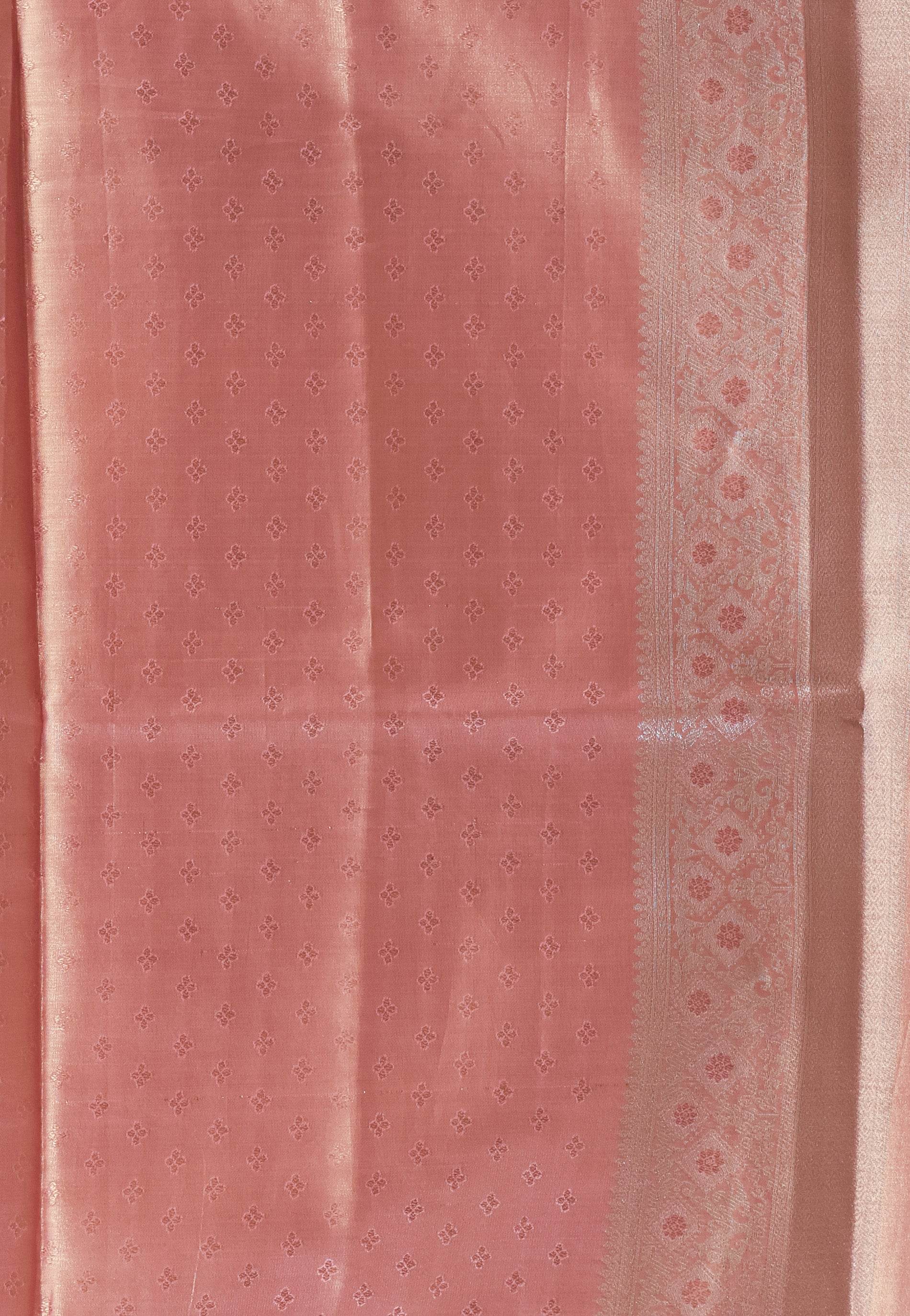 Peach Tissue Silk Saree with Blouse Piece - Adi Akshoy & Co.