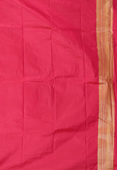 Yellow with Rani Pink Border Handloom Ikkat Saree With Blouse Piece - Adi Akshoy & Co.