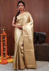 Golden Tissue Silk Saree with Blouse Piece - Adi Akshoy & Co.