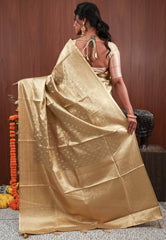 Golden Tissue Silk Saree with Blouse Piece - Adi Akshoy & Co.