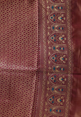 Golden with Purple Border Tissue Silk Saree with Blouse Piece - Adi Akshoy & Co.