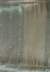 Sage Green Tissue Silk Saree with Blouse Piece - Adi Akshoy & Co.