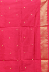 Off White with Patola Rani Pink Border Handloom Ikkat Saree With Blouse Piece - Adi Akshoy & Co.