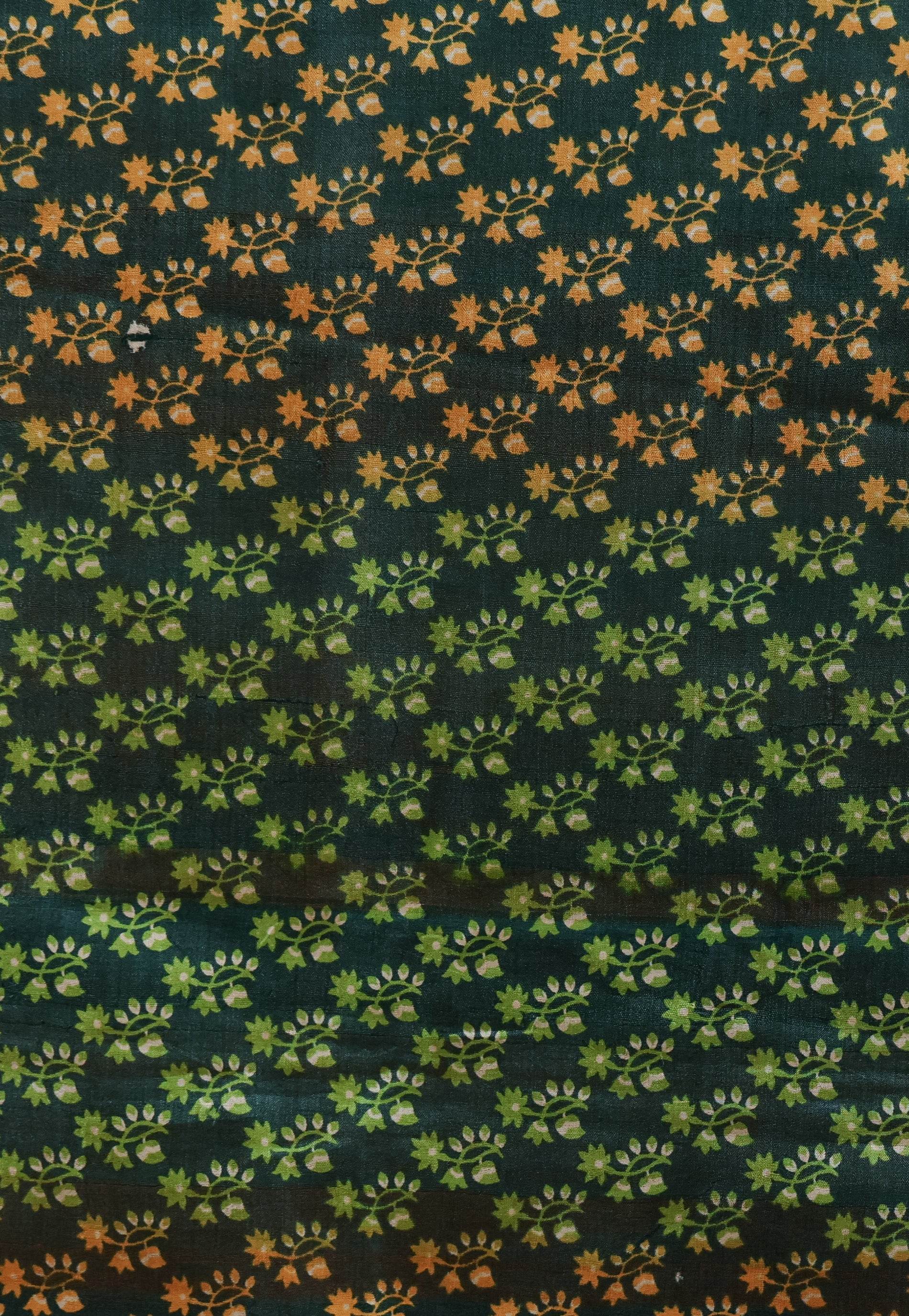 Mustard Tussar Kantha Pure Silk Saree With Blouse Piece - Adi Akshoy & Co.