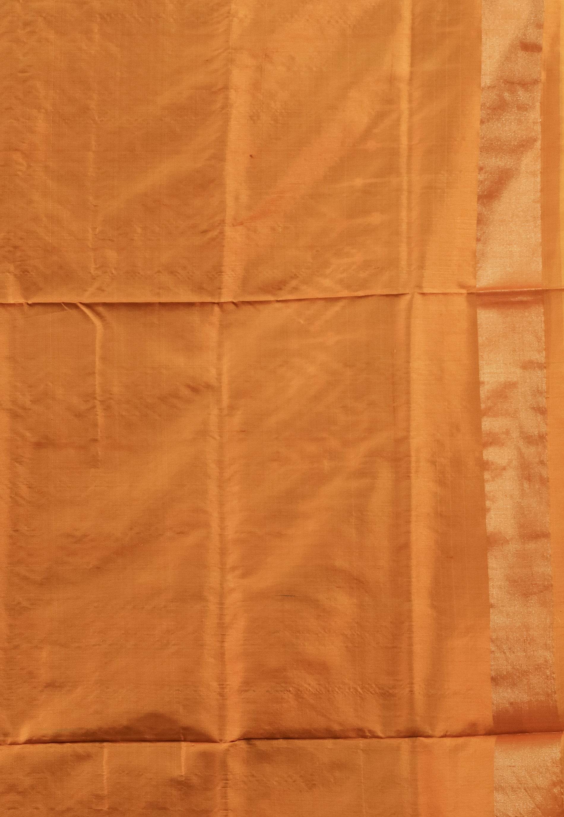 Grey with Golden Yellow Border Ikkat Pure Silk Saree With Blouse Piece - Adi Akshoy & Co.