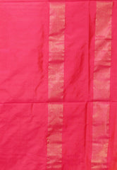 White with Ganga-Jamuna Border (Feroza and Rani Pink) Handloom Ikkat Saree With Blouse Piece - Adi Akshoy & Co.