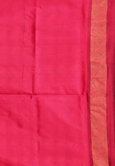 Yellow with Ganga-Jamuna Border (Navy blue and Rani Pink) Handloom Ikkat Saree With Blouse Piece - Adi Akshoy & Co.