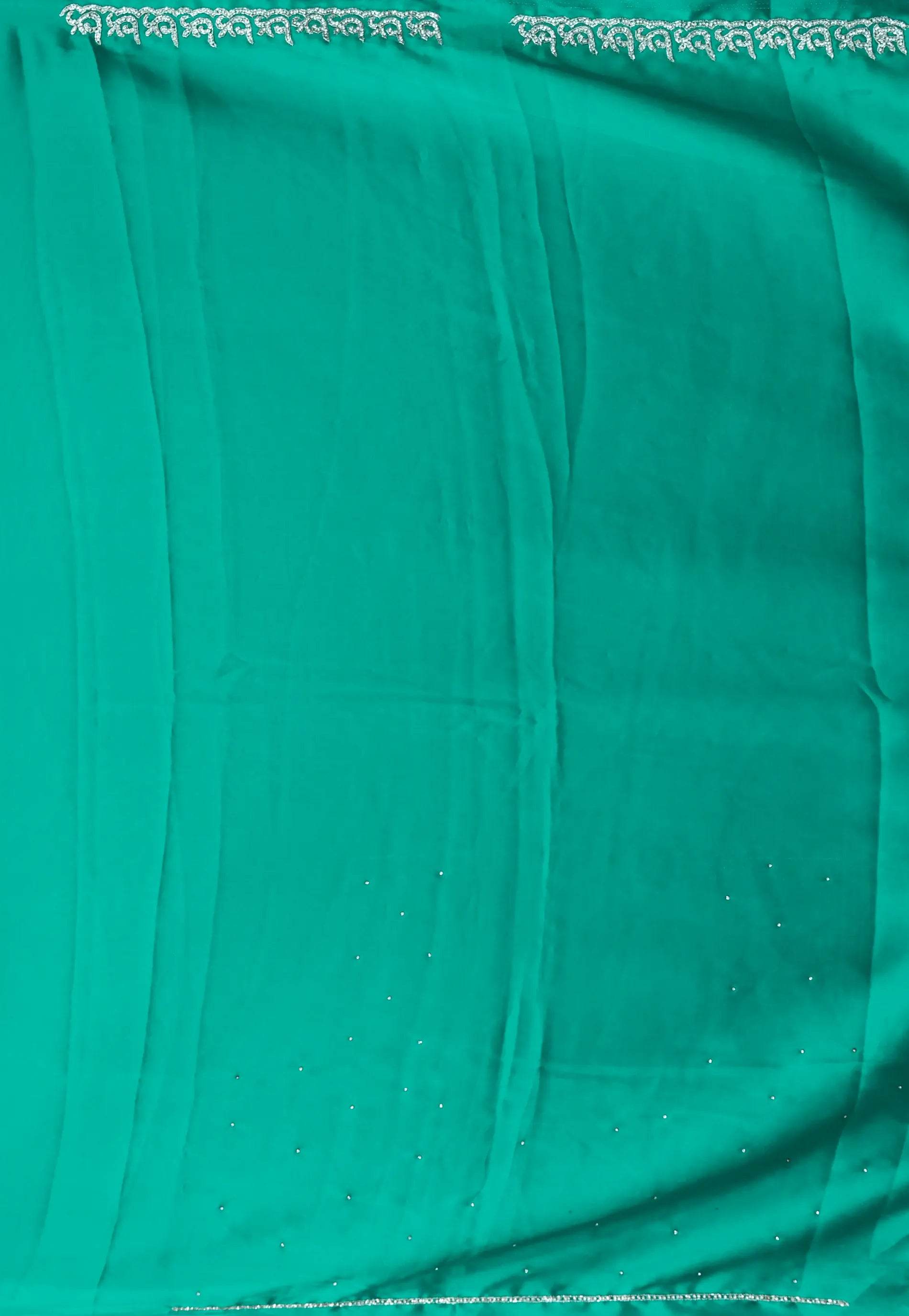 Rama Green Embroidery Saree with Blouse Piece - Adi Akshoy & Co.