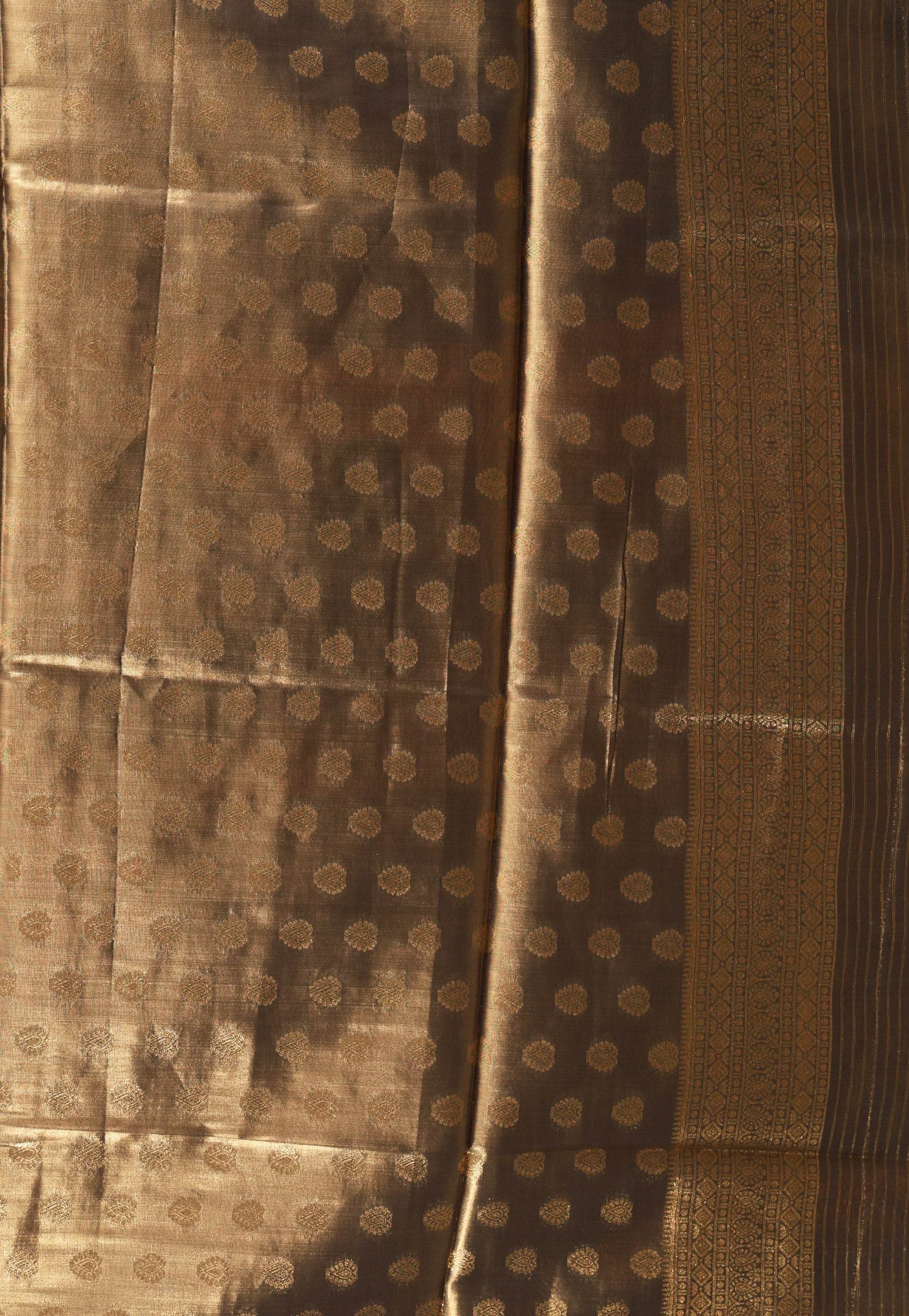 Grey Tissue Silk Saree With Blouse Piece - Adi Akshoy & Co.