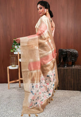 Golden Tissue Silk Saree With Blouse Piece - Adi Akshoy & Co.