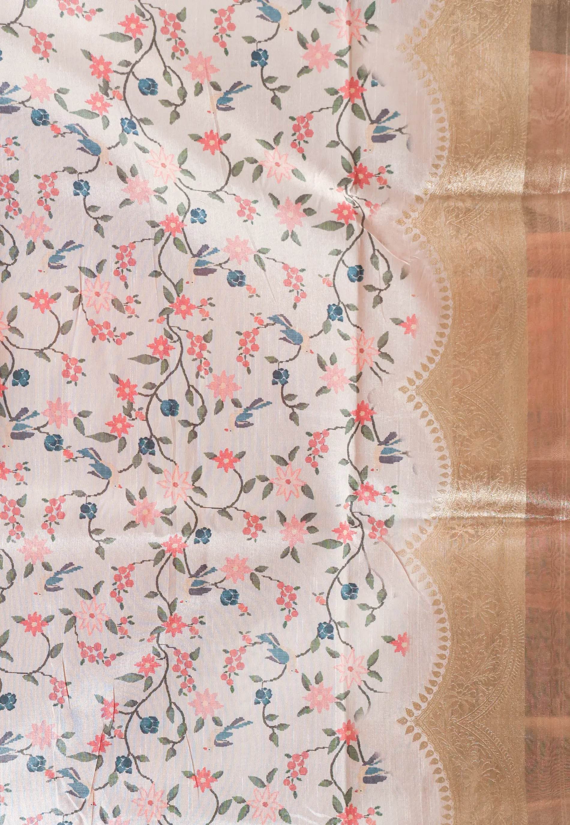 Golden Tissue Silk Saree With Blouse Piece - Adi Akshoy & Co.