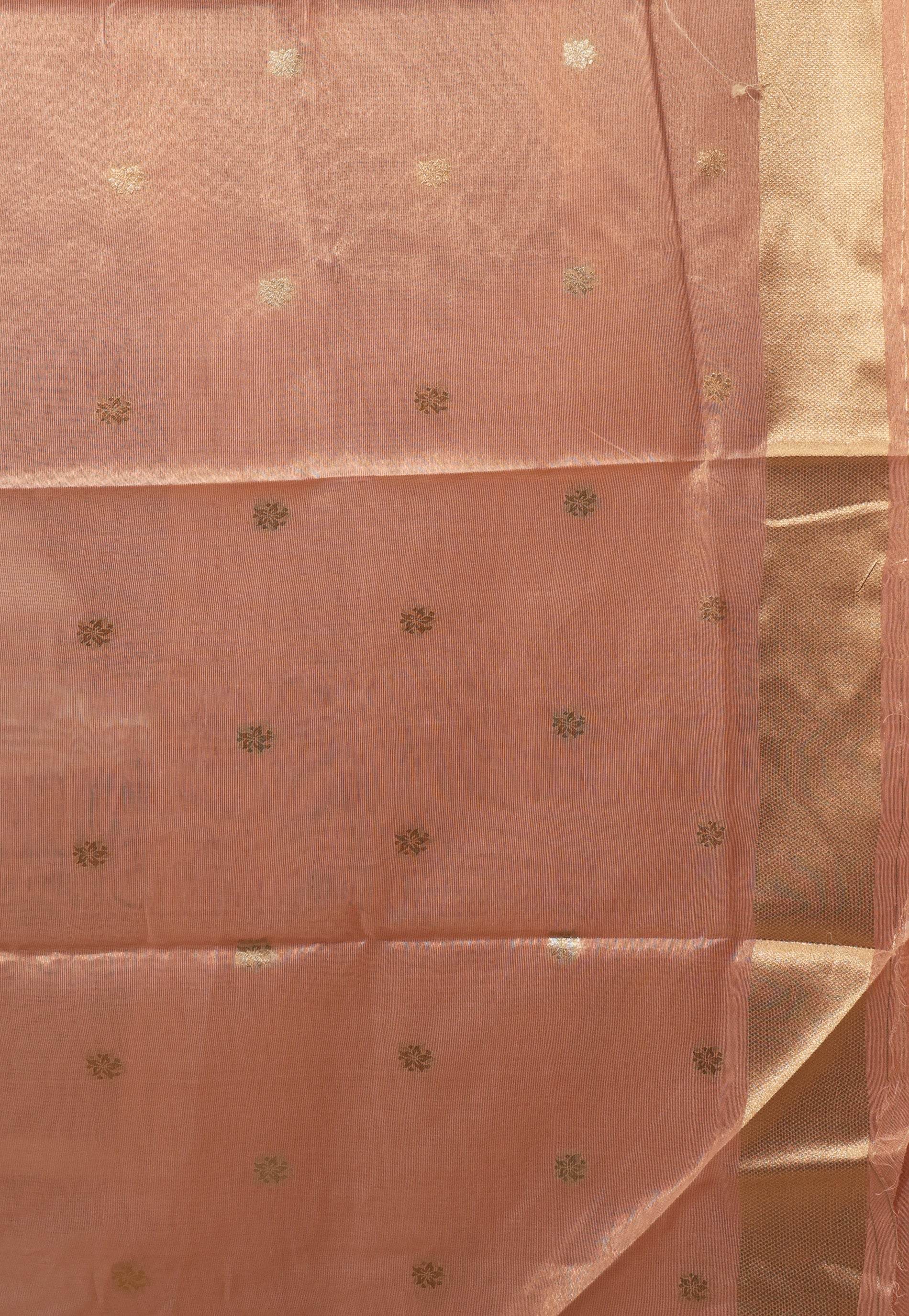 Pink Tissue Silk Saree With Blouse Piece - Adi Akshoy & Co.