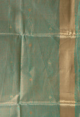 Sea Green Tissue Silk Saree With Blouse Piece - Adi Akshoy & Co.